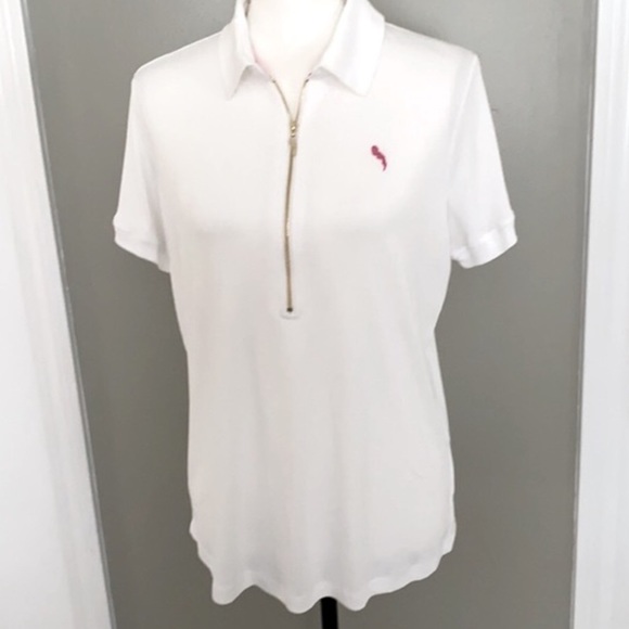 Pappagallo Tops - 🍋Pappagallo White Polo, Gold Zipper, Large